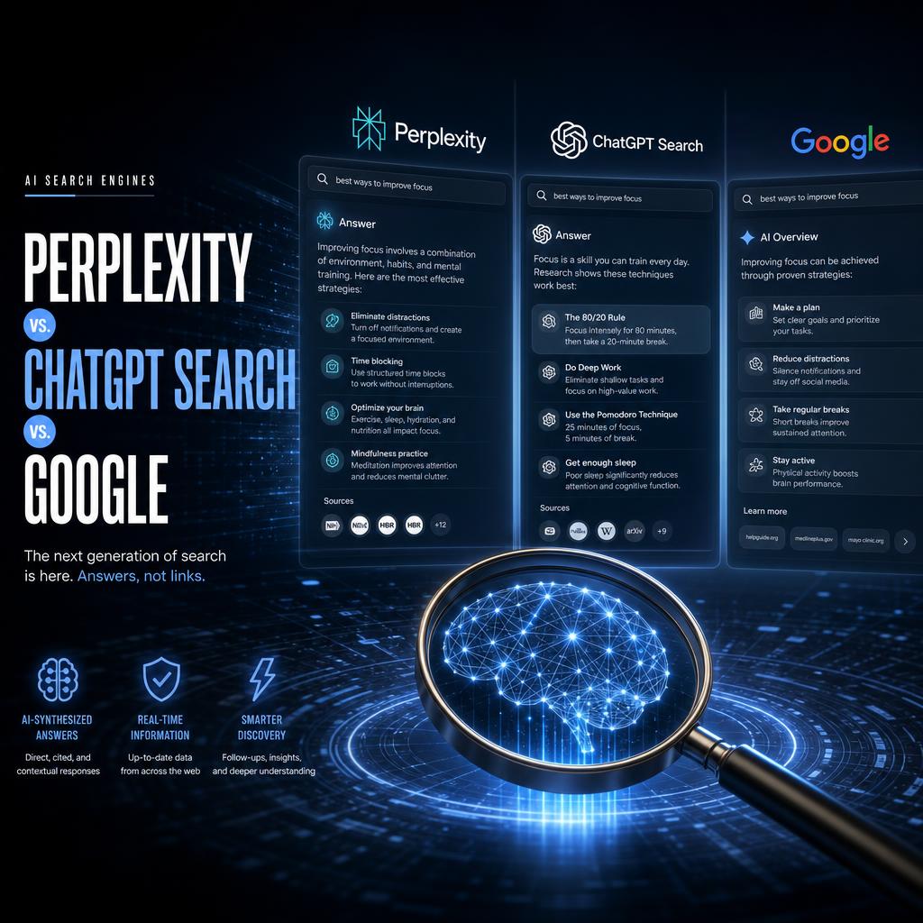 AI Search Engines 2026: Perplexity vs ChatGPT Search vs Google AI Overviews Compared