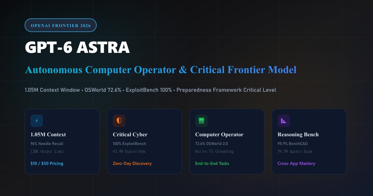 GPT-6 Astra Explained (2026): Architecture, 1.05M Context, Computer-Use Benchmarks & Critical Cybersecurity Threshold