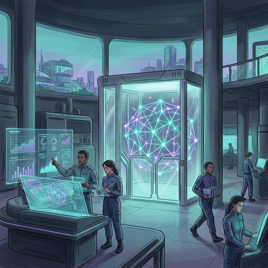 Original illustration of an open-weight AI model going through a responsible safety review